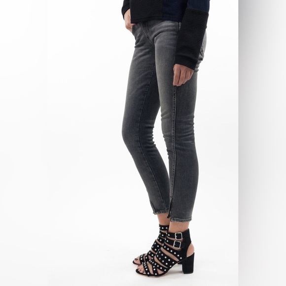 amo Twist Zip Distressed Skinny Ankle Jeans Smoke Grey 24 - Picture 6 of 12